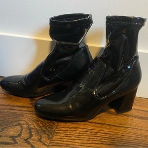 Patent leather booties